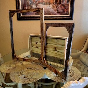 Rustic Brown Wooden Wall Frame Set